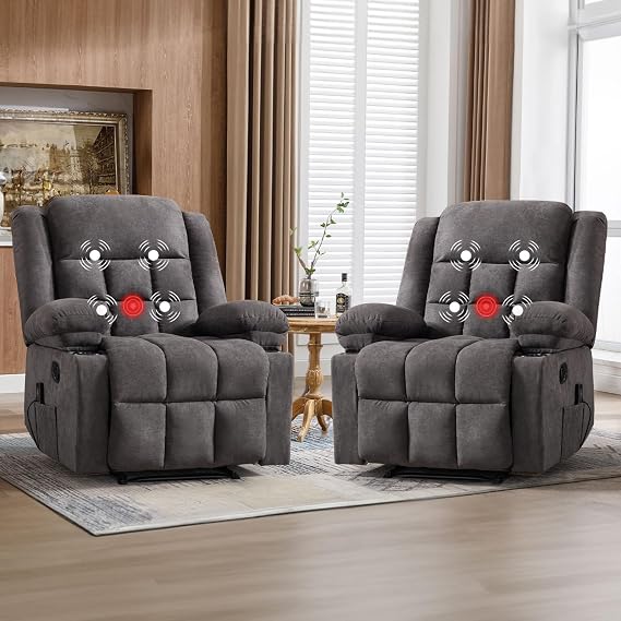 Grey Heated Massage Recliner