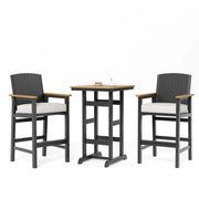 Outdoor Bar Set 3-Piece with High Top Table & Wicker Bar Chairs