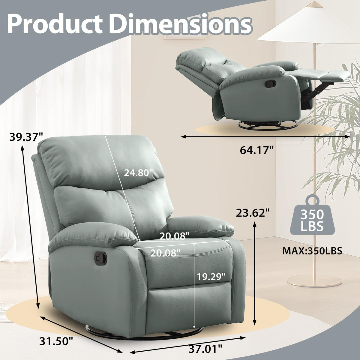 Genuine Leather Swivel Rocker Recliner