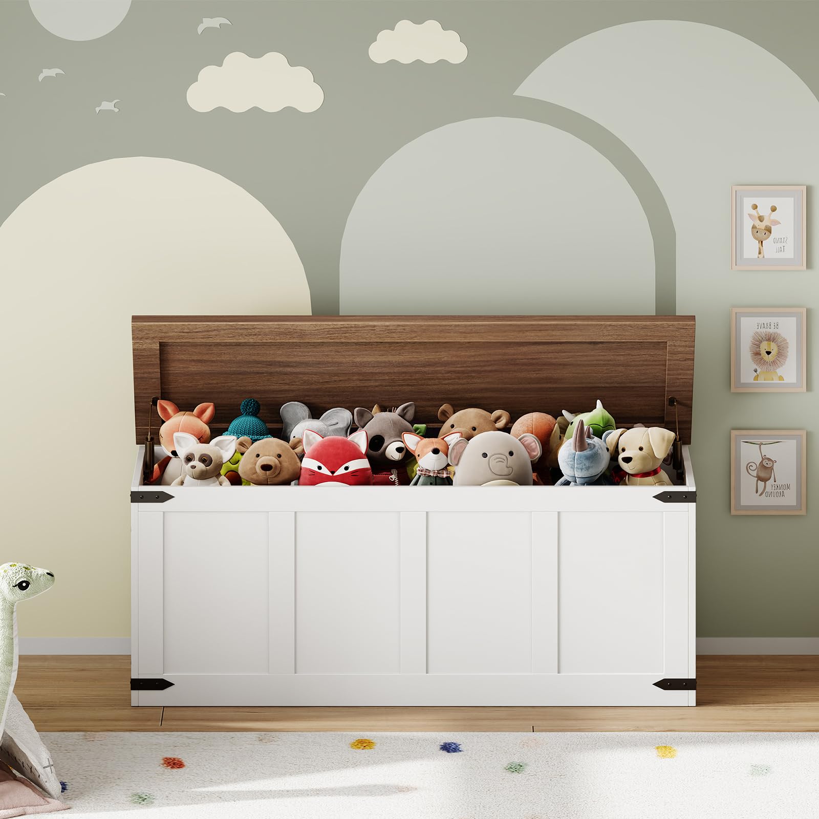 Storage Bench with Toy Box & Safety Hinges