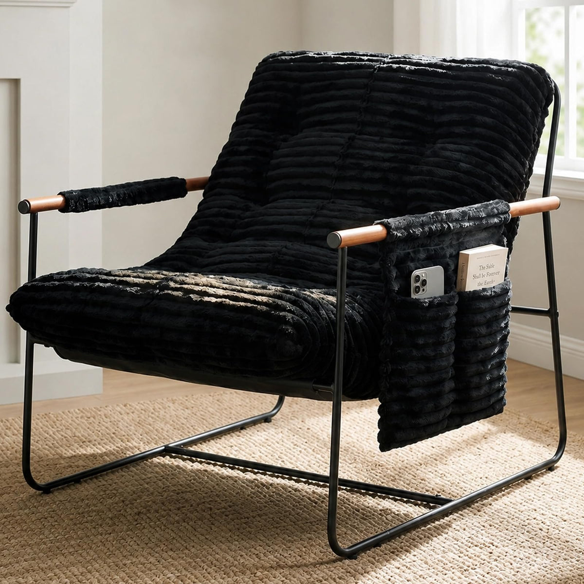Black Corduroy Accent Chair