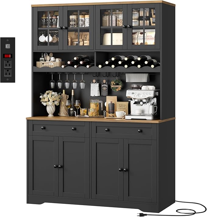Kitchen Pantry Cabinet with Charging Station