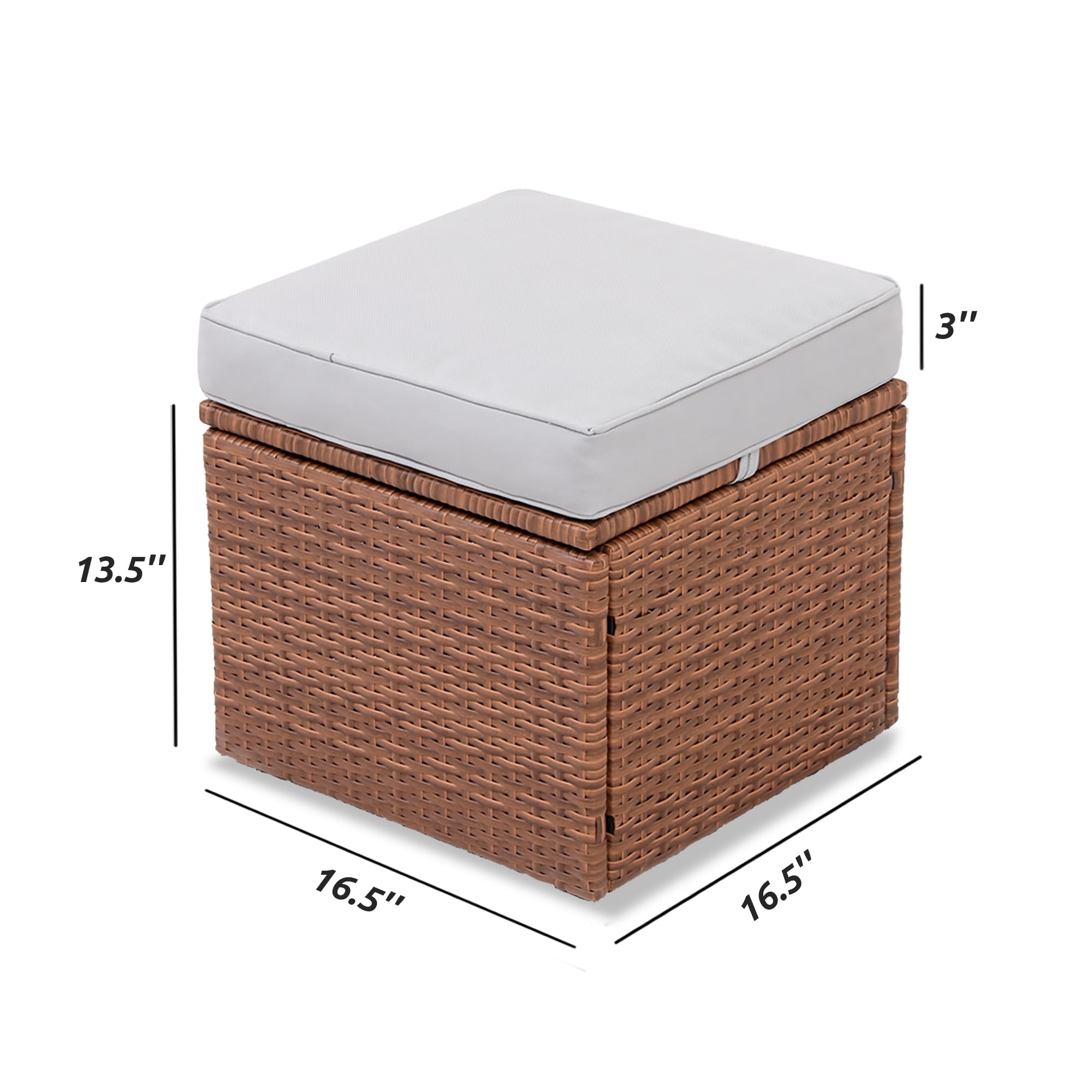Outdoor Wicker Ottoman Set with Cushions