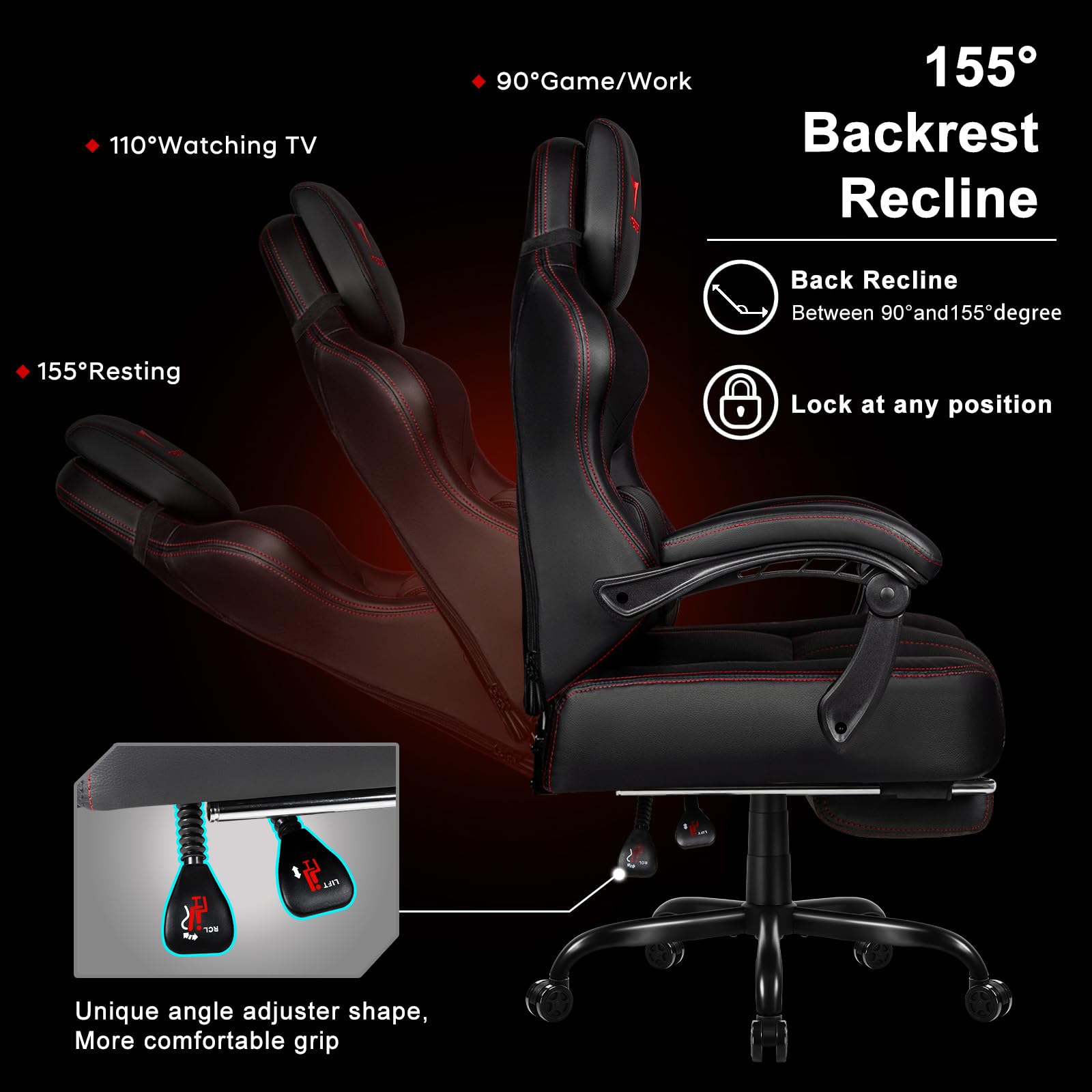 VITESSE Big and Tall Gaming Chair 400lb Capacity with Footrest, Racing-Style High Back Video Game Chair for Adults, PU Leather Computer Chair with Oversized Headrest for Gaming and Work