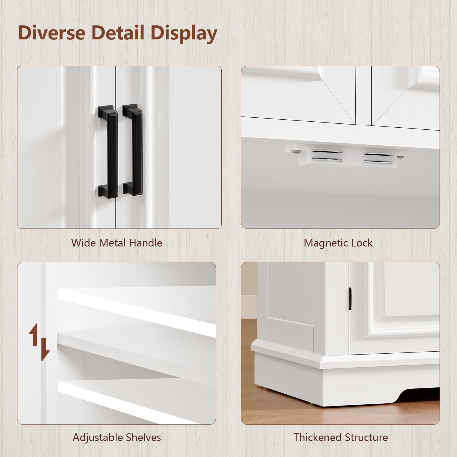 Buffet Sideboard Cabinet with 4 Doors & 3 Drawers