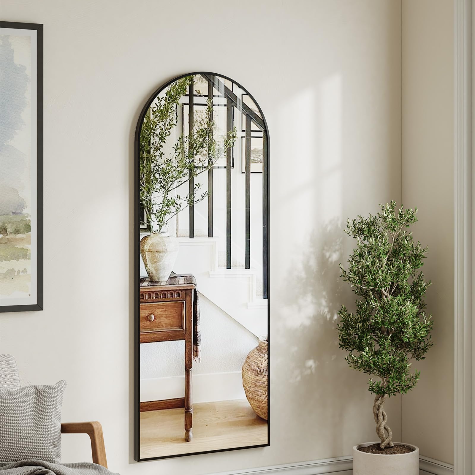 Arched Full Length Floor Mirror with Stand