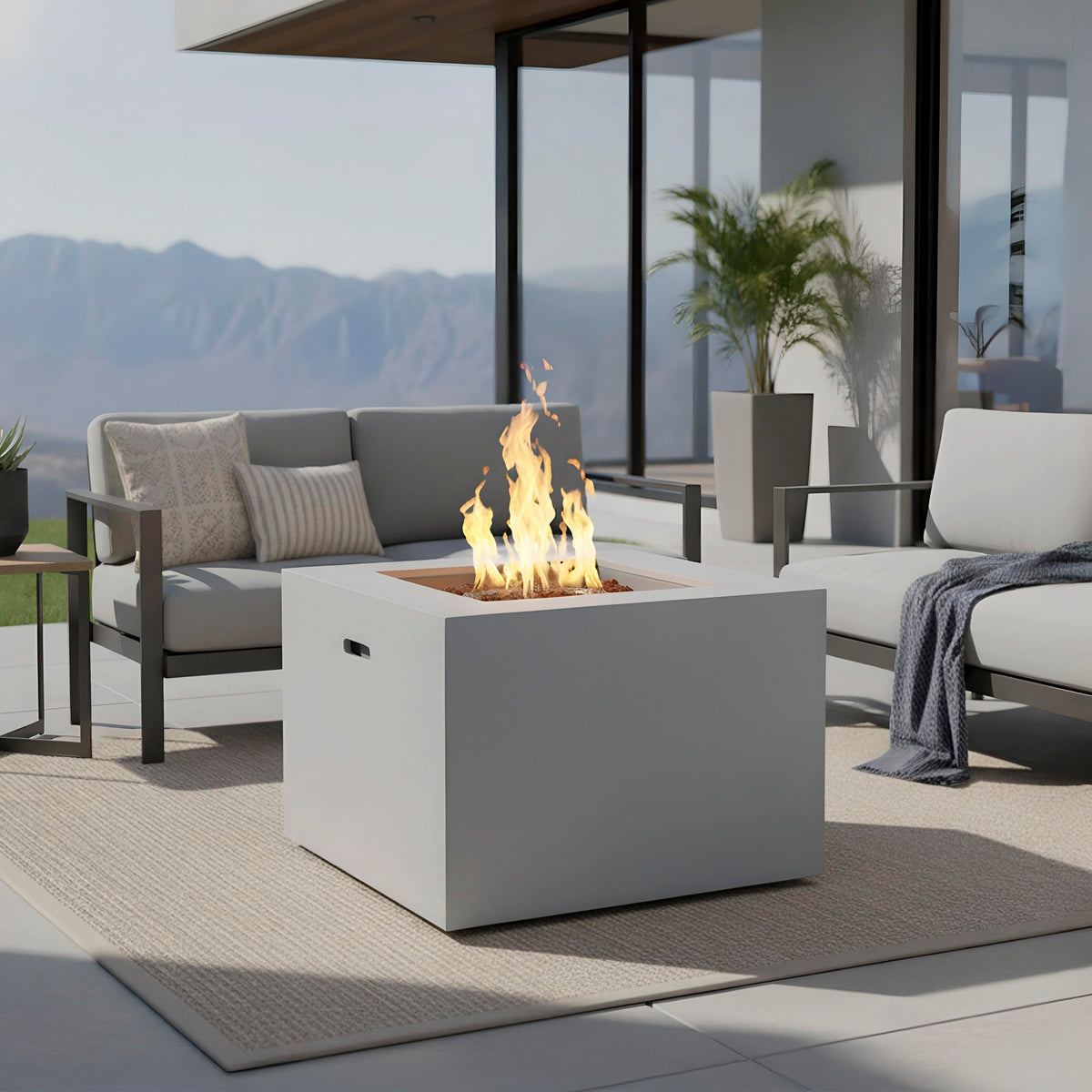Kinger Home Kai 32-Inch Square Propane Fire Pit Table, Alloy Steel Outdoor Fire Pit with 50,000 BTUs, CSA-Certified, Includes a Burner lid, Lava Rocks and Weather Resistance Cover