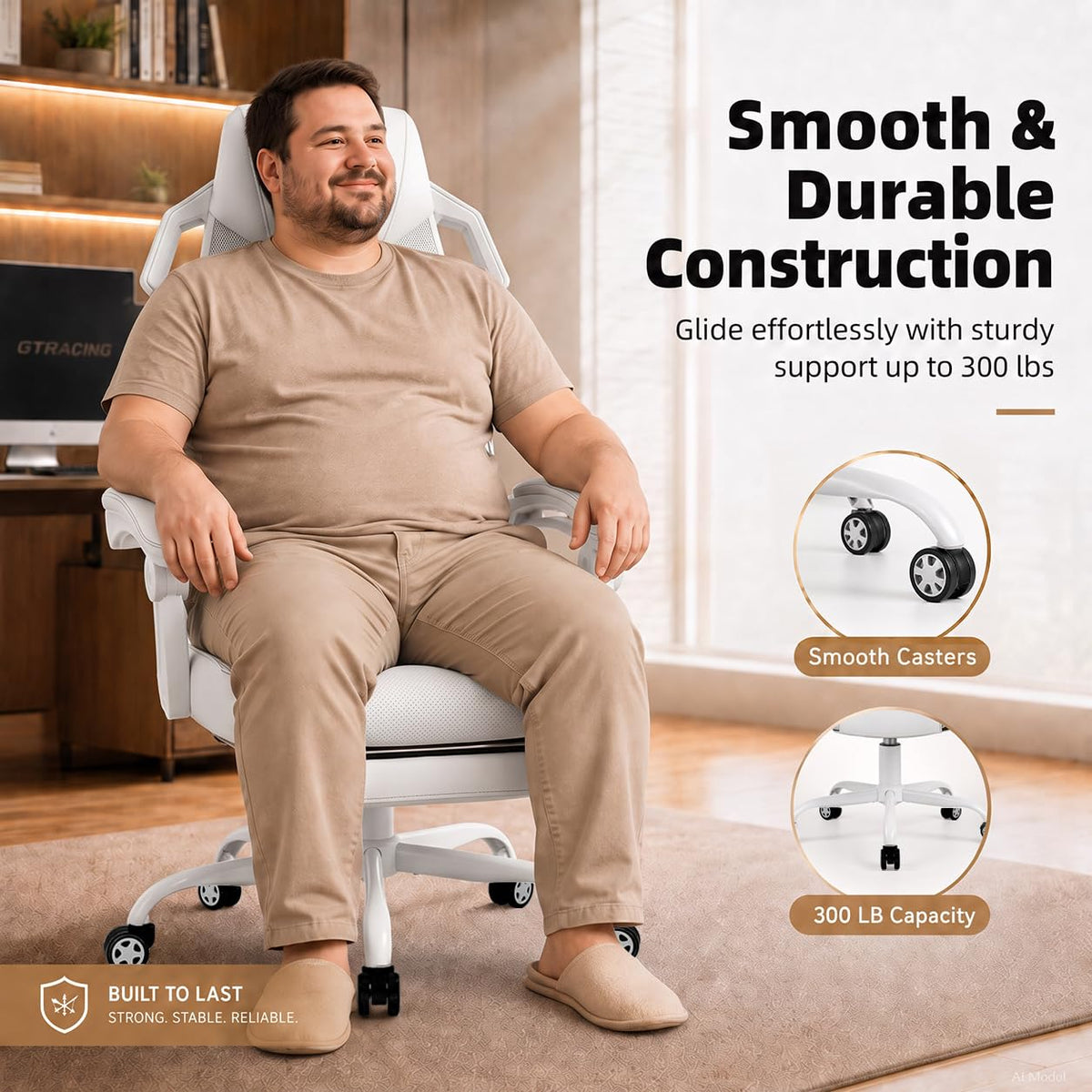 White Mesh Gaming Chair with Footrest