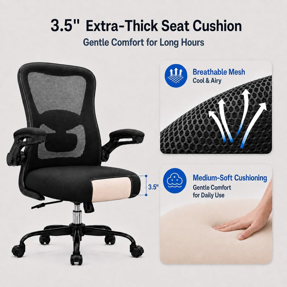 Ergonomic Office Chair for Lower Back Relief, 4-Way Lumbar, 330 LBS