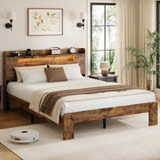 Queen Platform Bed with Storage Headboard