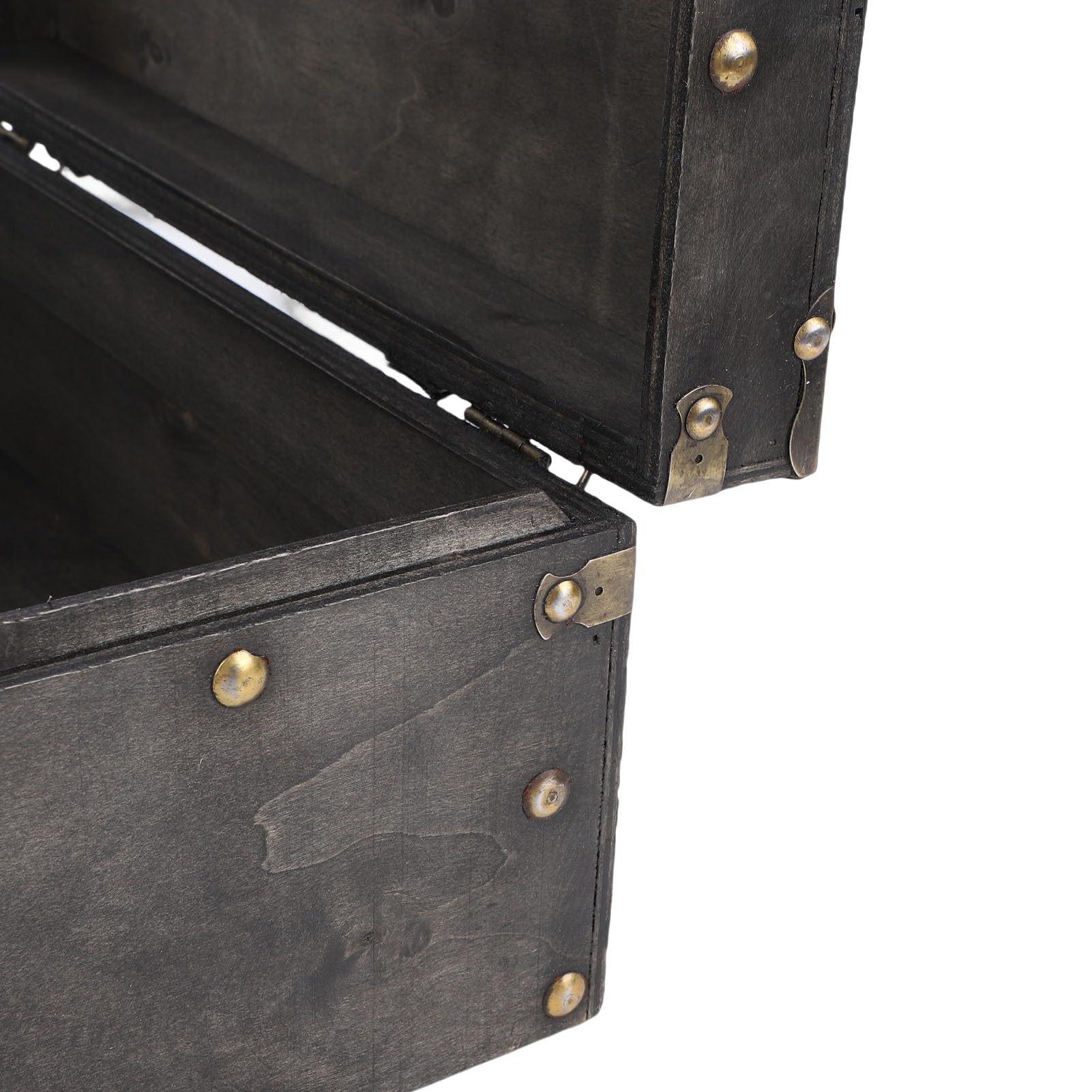 Vintage Wooden Storage Trunk with Hinged Lid & Leather Handle