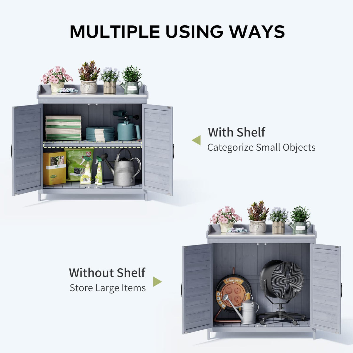 Outdoor Potting Bench with Cabinet