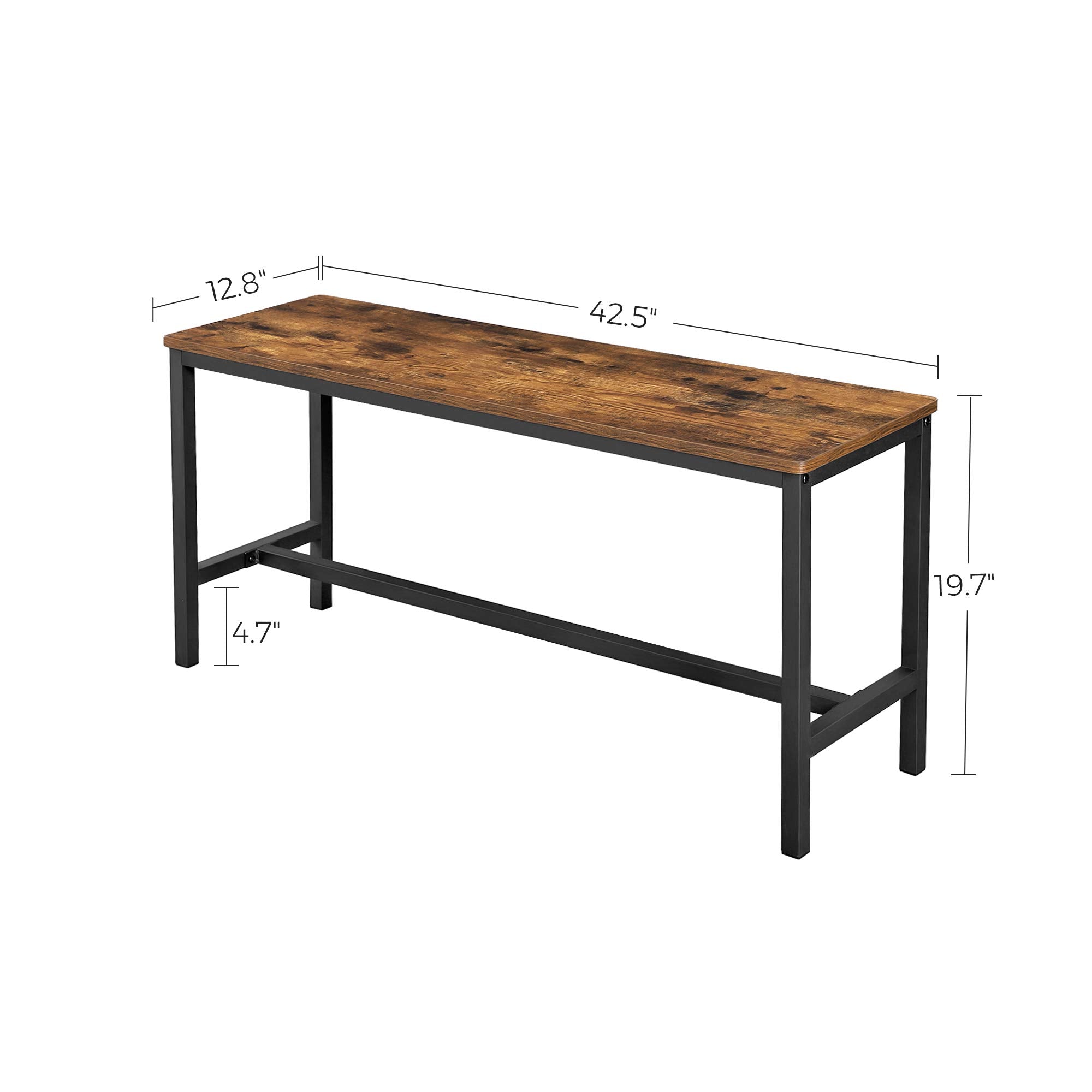 Dining Bench Set of 2 – Industrial Style, Rustic Brown & Black