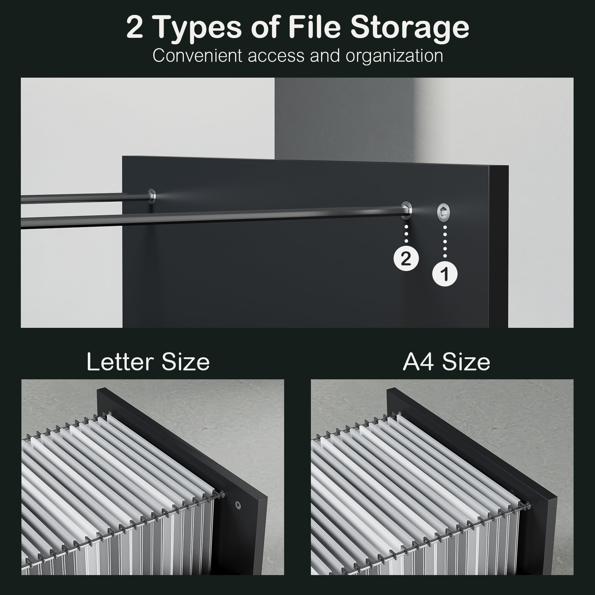 4-Drawer Wood File Cabinet with Lock & Power Strip