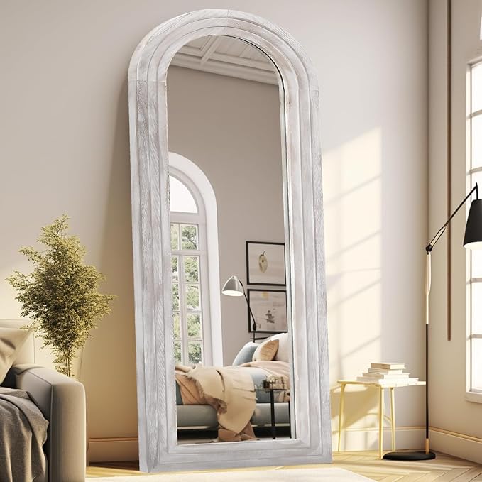 Arched Solid Wood Full-Length Mirror