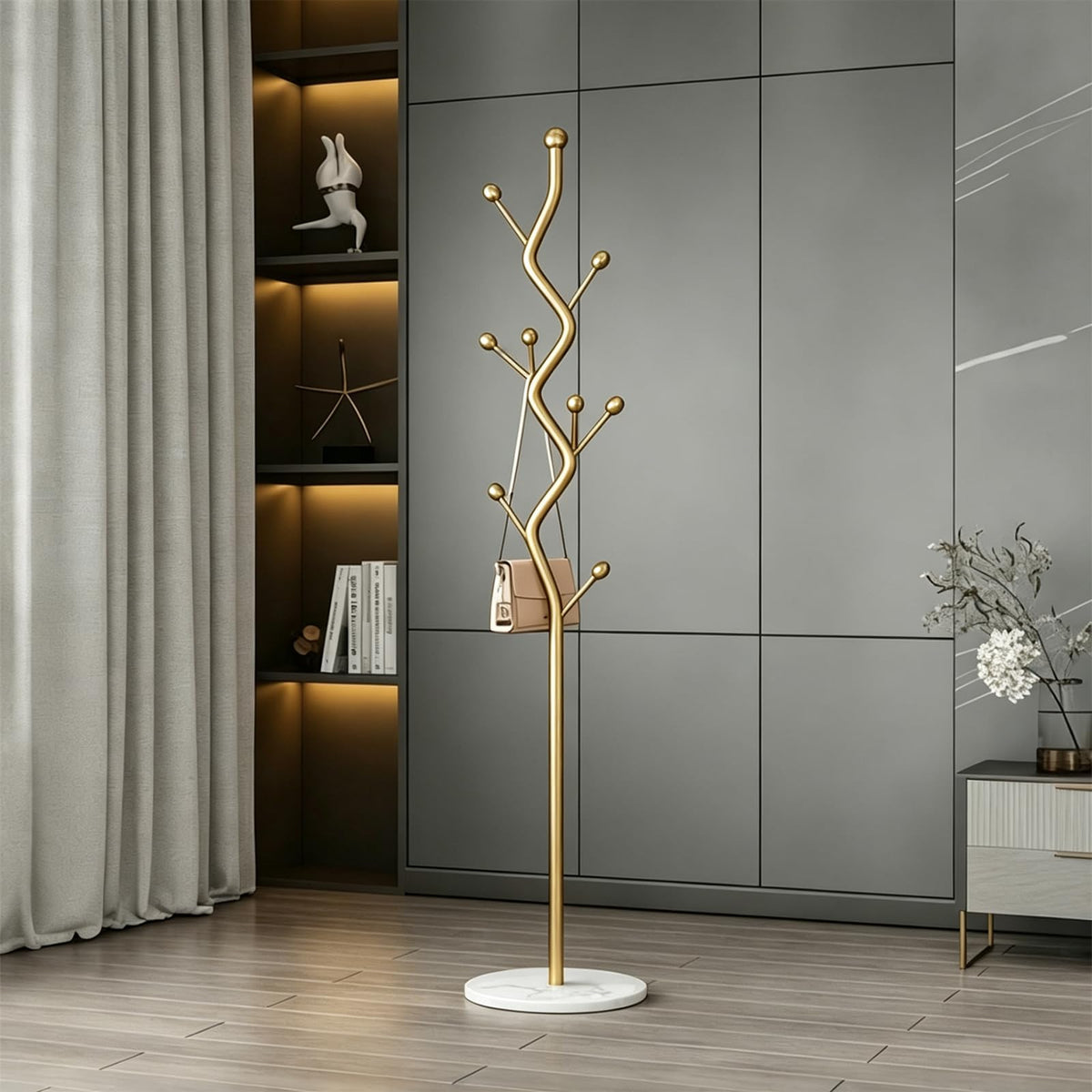 Gold Tree Coat Rack
