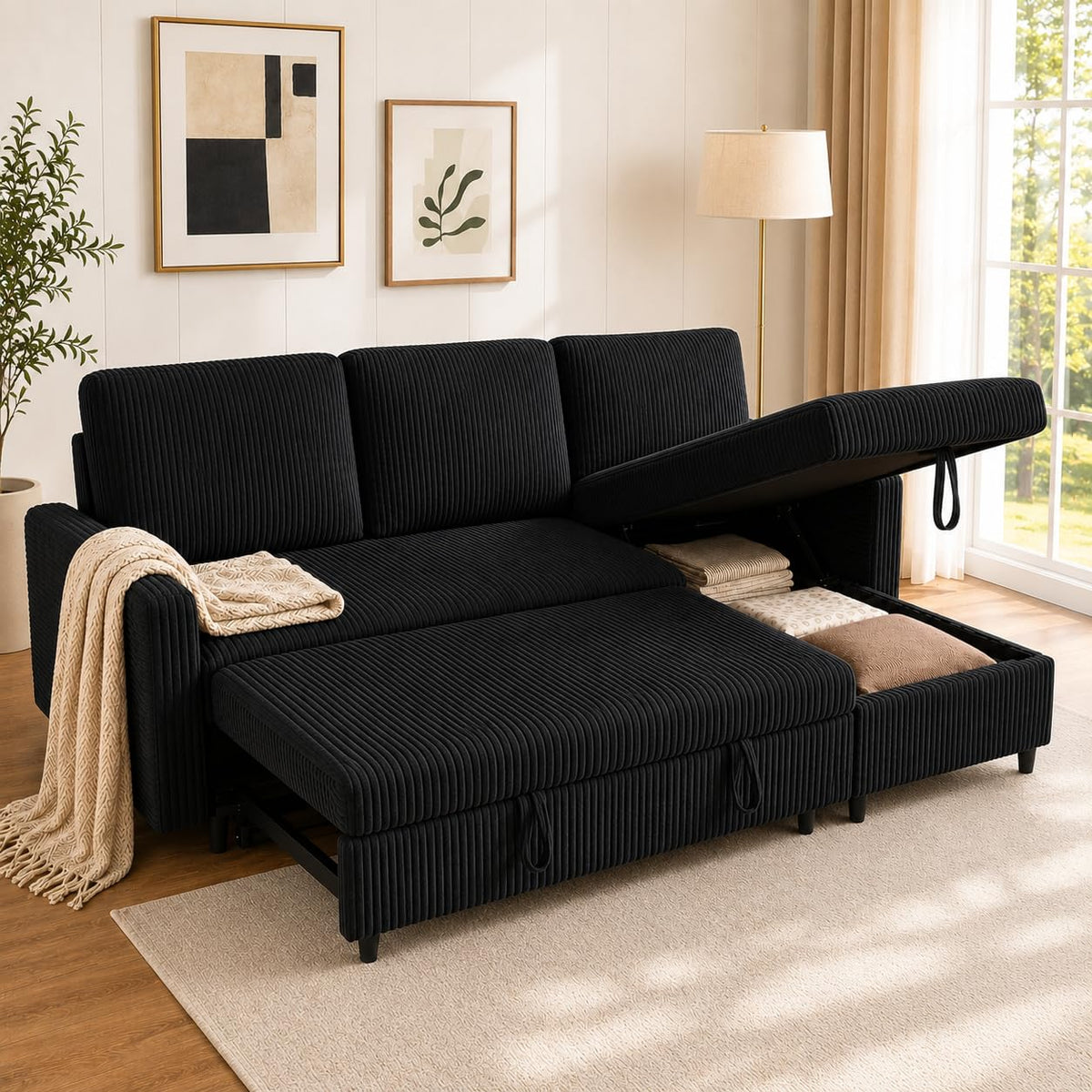 Corduroy Sectional Sleeper Sofa