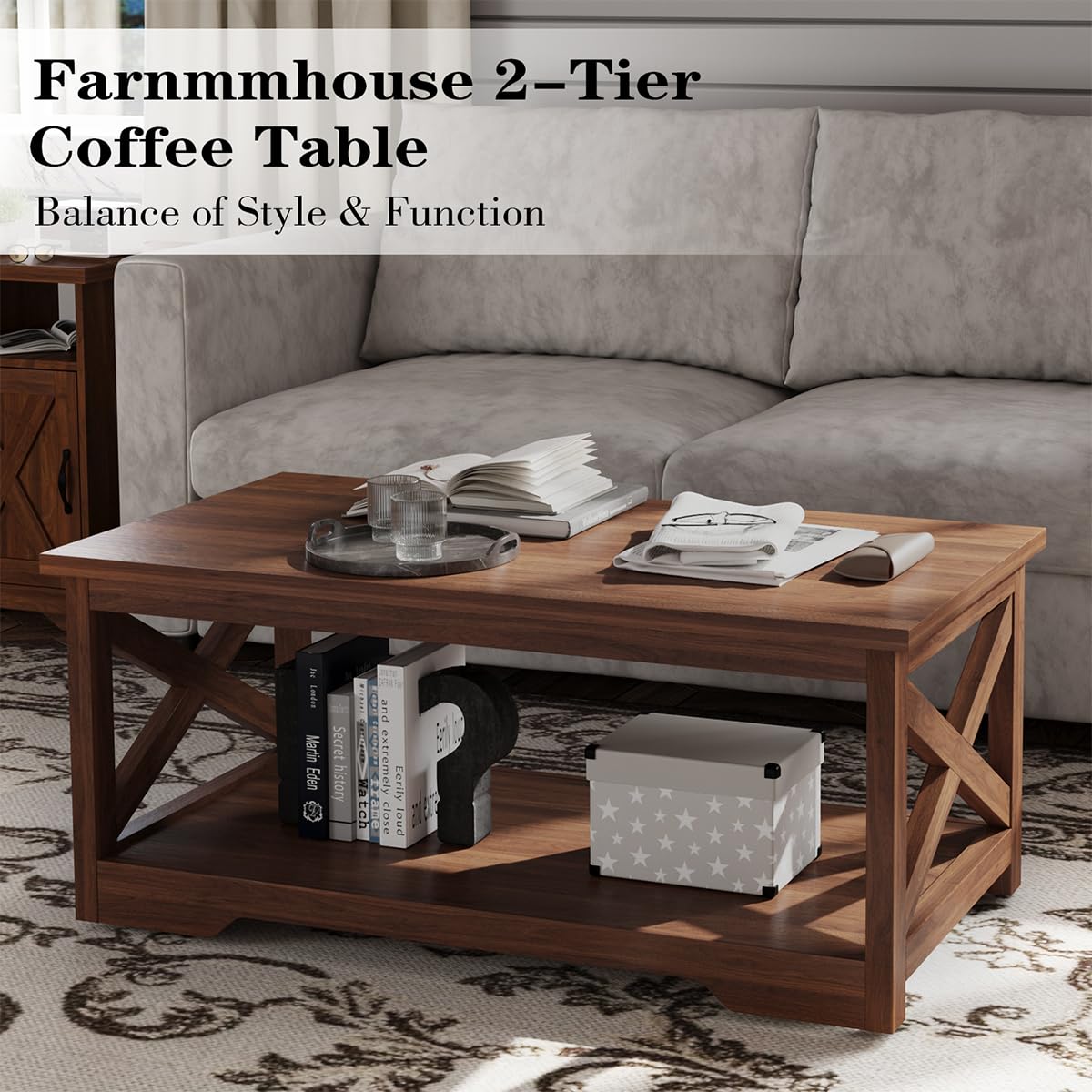 Walnut 3-Piece Coffee Table Set