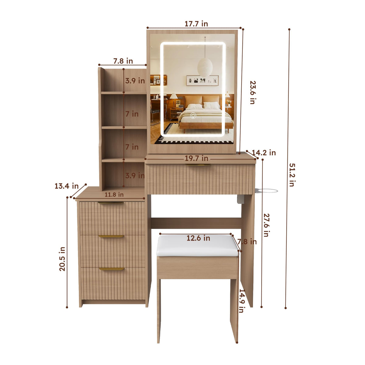 Makeup Vanity Desk with LED Lighted Mirror