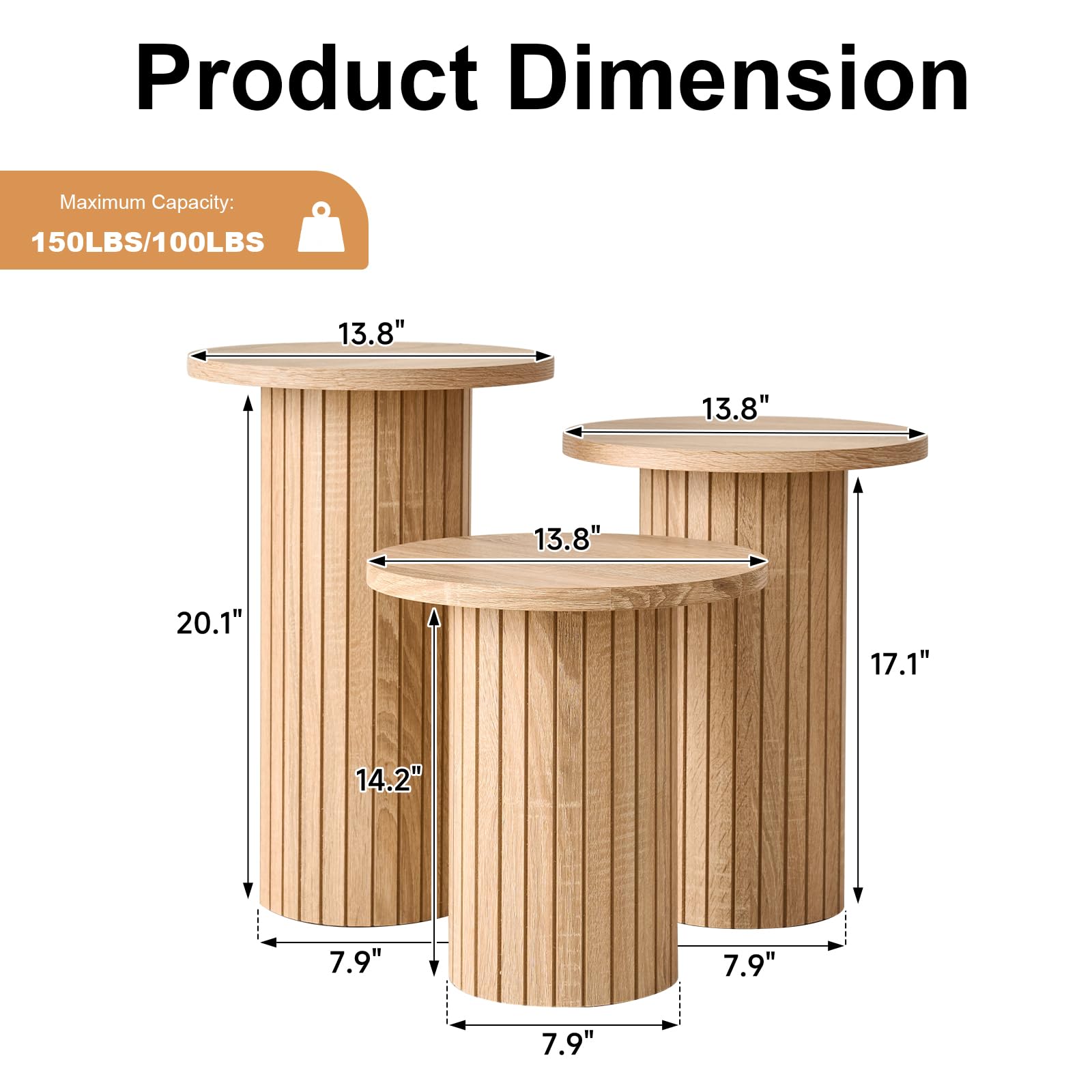 Round Nesting Coffee Table Set of 3