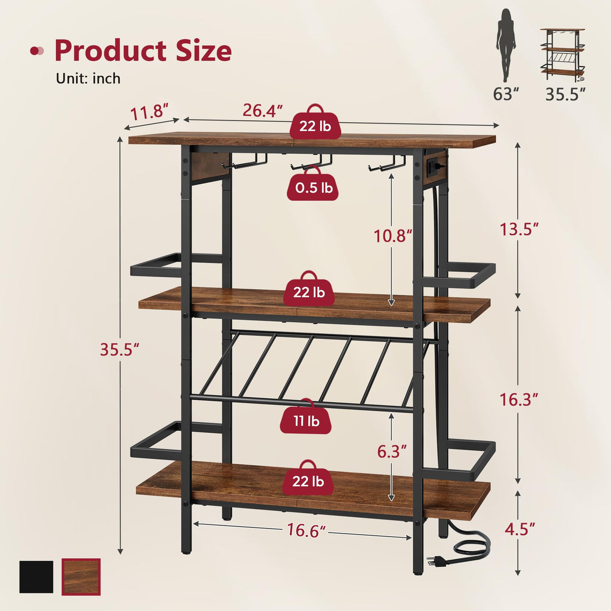 3-Tier LED Wine Rack