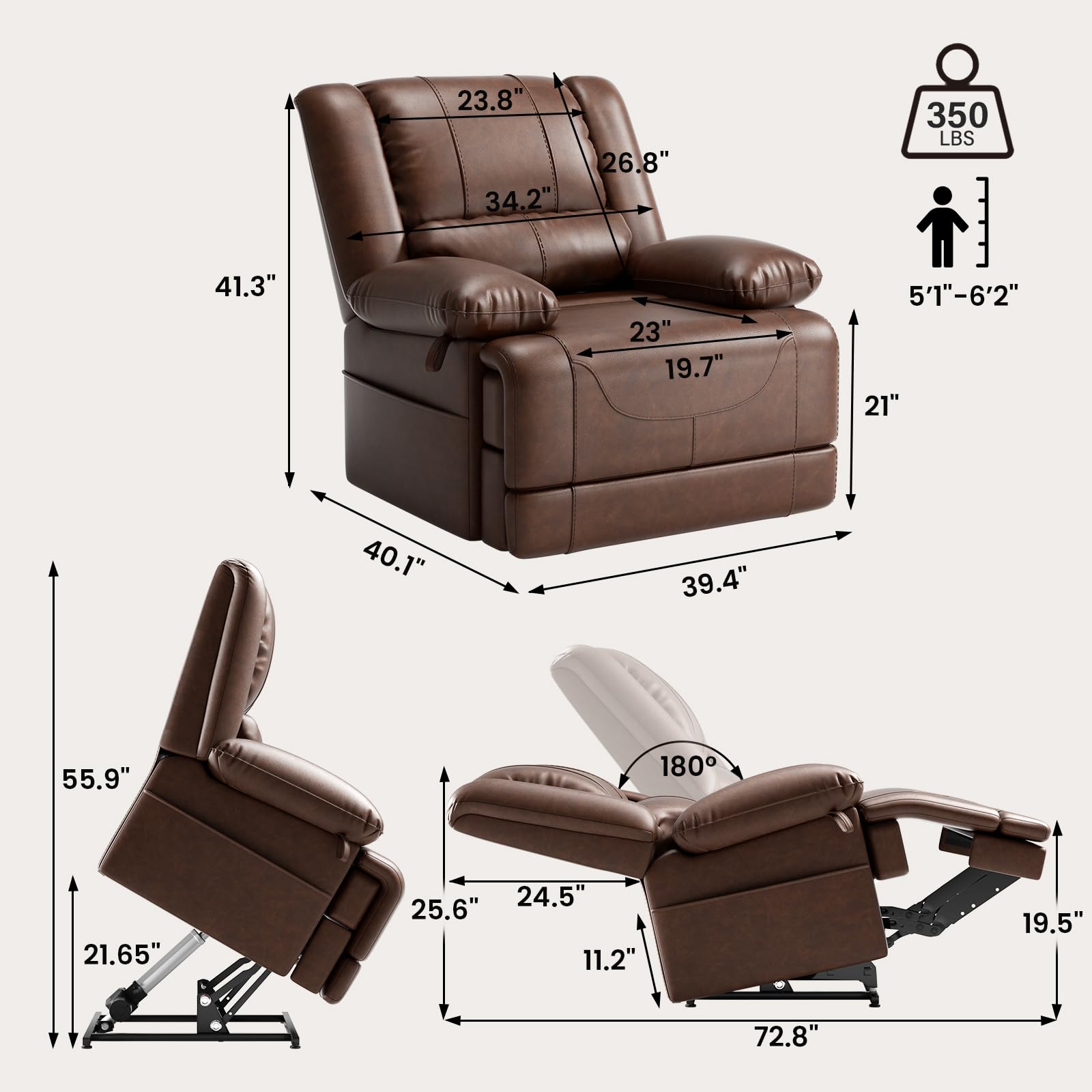 Dual Motor Power Lift Recliner Chair with Massage & Heat