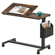Height Adjustable C-Shaped End Table with Wheels