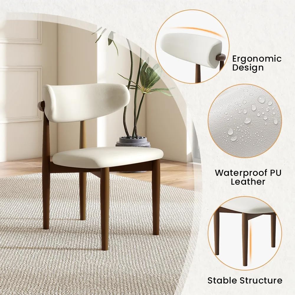POVISON Fully-Assembled Dining Chairs Set of 2, PU Leather Cushion