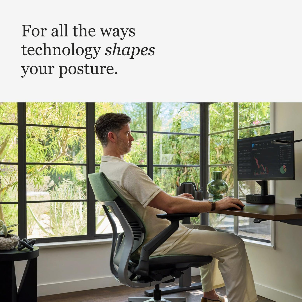 Steelcase Gesture Office Chair with Head Rest, Carpet Floors, Licorice
