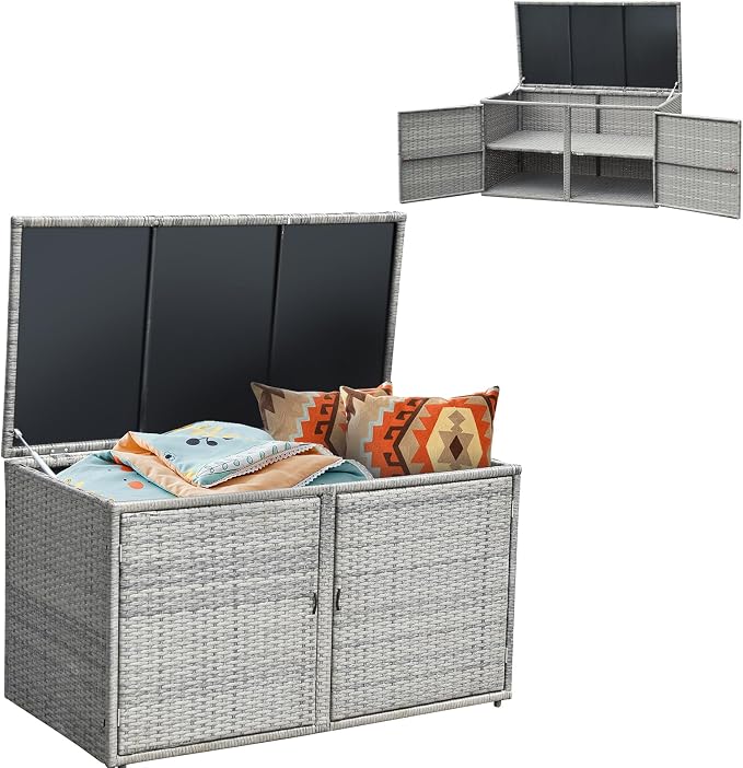 73-Gallon Wicker Deck Box