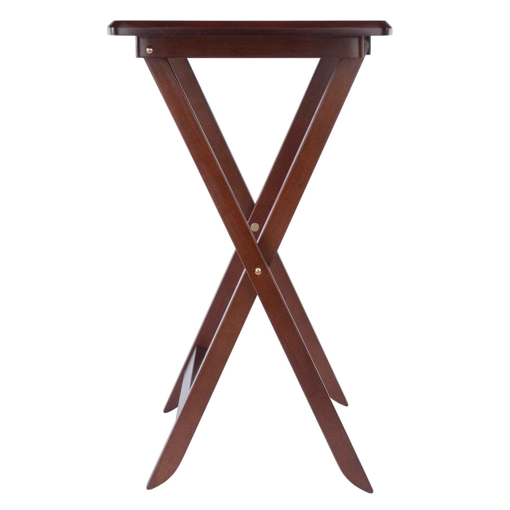 5-Piece Foldable Snack Table Set with Storage Rack – Walnut