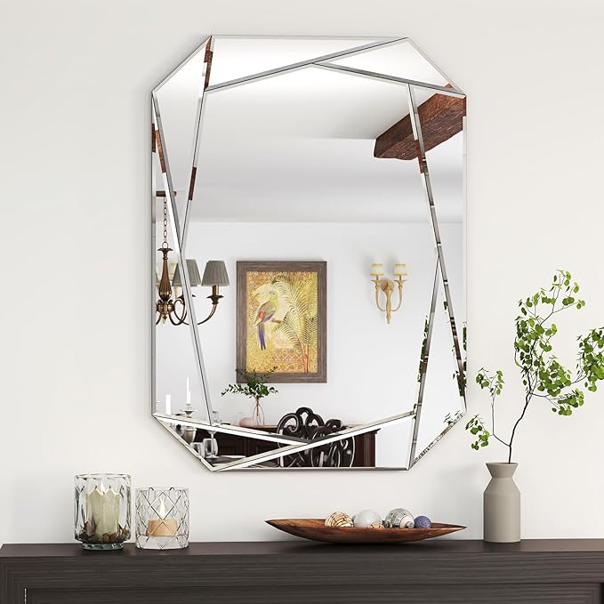 Hexagonal Frameless Beveled Wall Mirror
