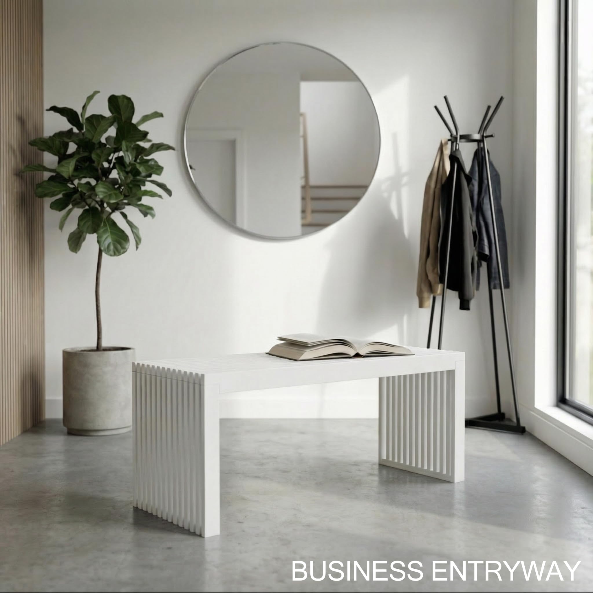 SWEVEN Bamboo Natural 36 inch Wooden Bench, Small Wood Benches for Entryway, Living & Dining Room, Kitchen, Bedroom, Bathroom, Hallway, Front Door Indoor & Outdoor Patio Use, Mid Century Modern Decor