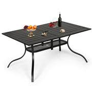 Patiomore Patio Dining Table, 60" x 37"Outdoor Rectangular Metal Table,1.57" Umbrella Hole, for Backyards, Porches, Gardens or Poolside, Black