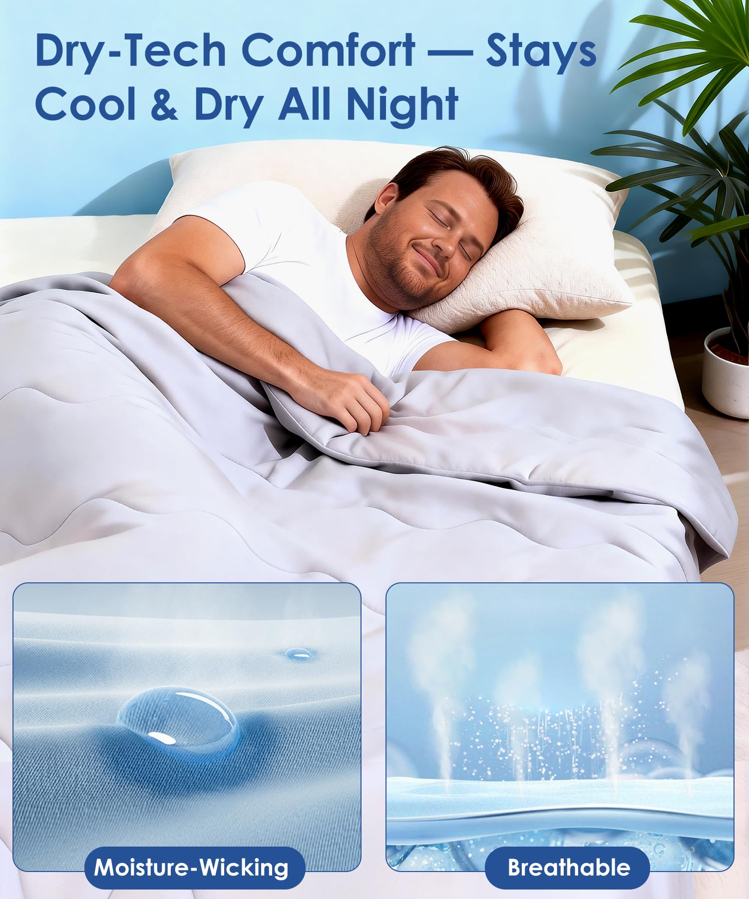 Cooling Blankets for Hot Sleepers King Size/Cal King, Cooling Comforter with Q-Max>0.45 Cooling Fabric, Breathable Soft All-Season Cold Blanket for Night Sweats & Summer, Grey, 106" x90