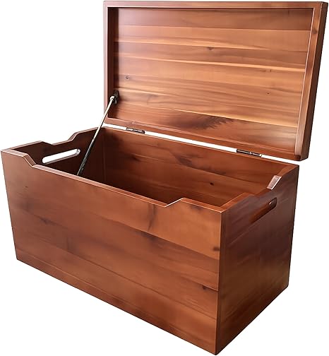 Solid Wood Storage Chest with Lid & Handles