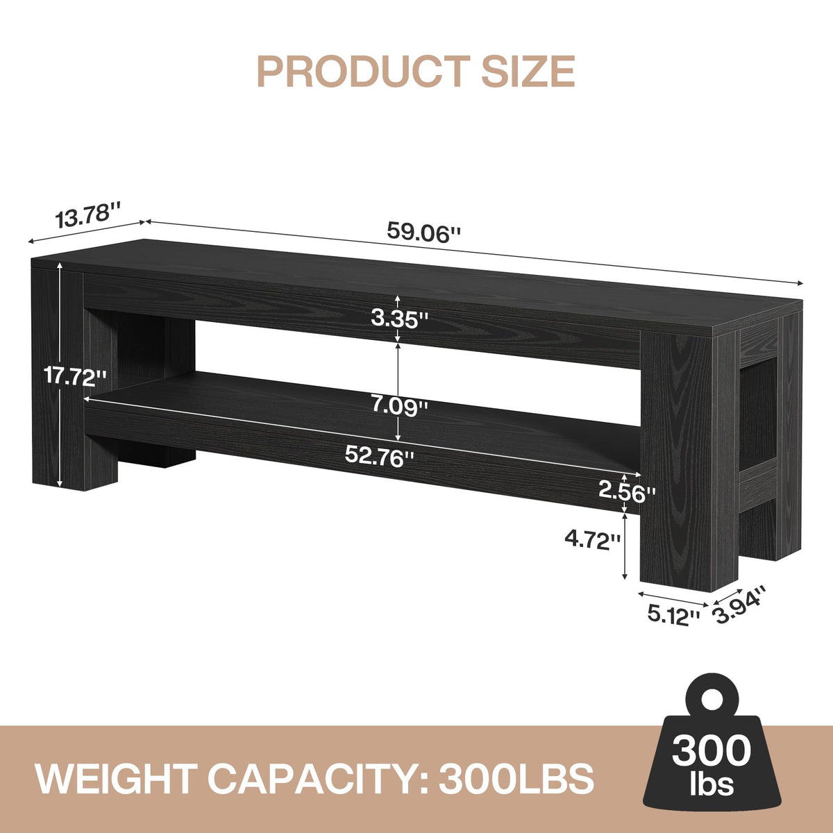 Dining Bench with Storage Shelf