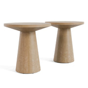 Round End Table Set (2-Piece) – Oak