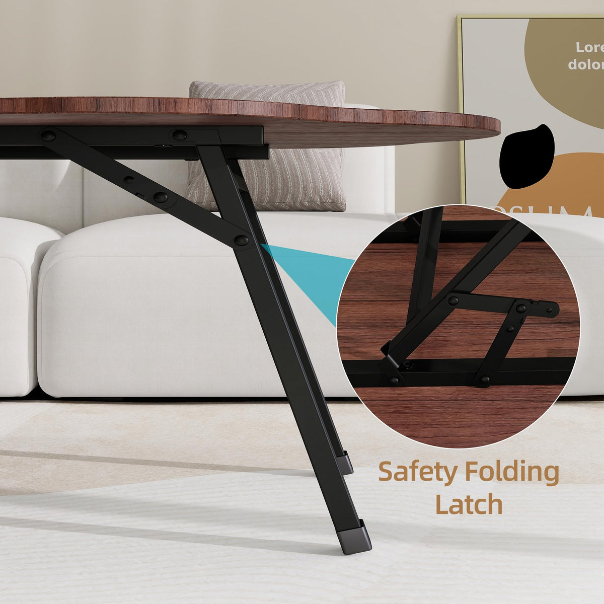 JUISSANO Folding Coffee Table,Cloud Coffee Table for Living Room,Walnut