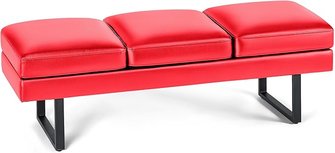 3-Seat Reception Bench with PU Leather Cushion
