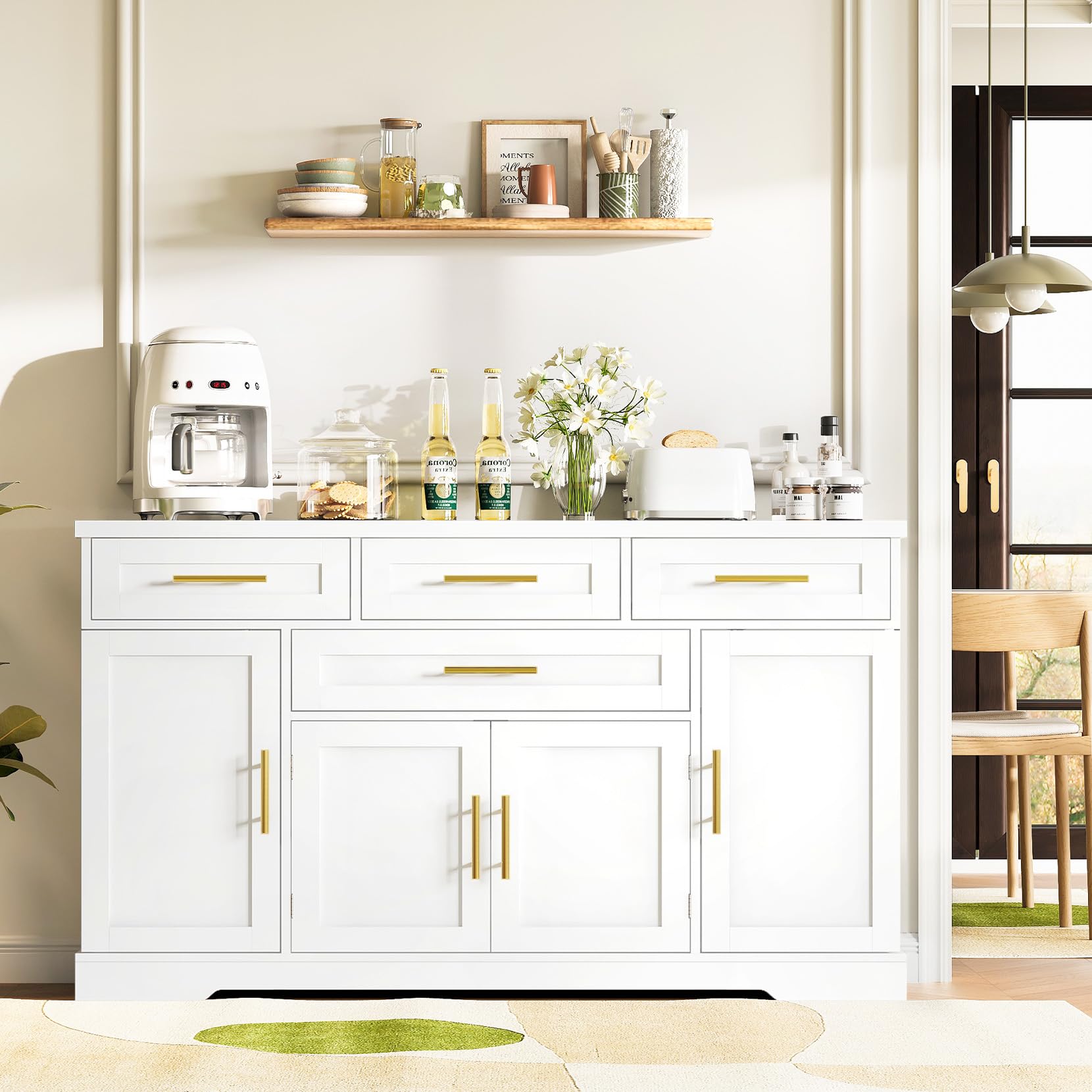 54" Buffet Cabinet with Storage & 4 Drawers
