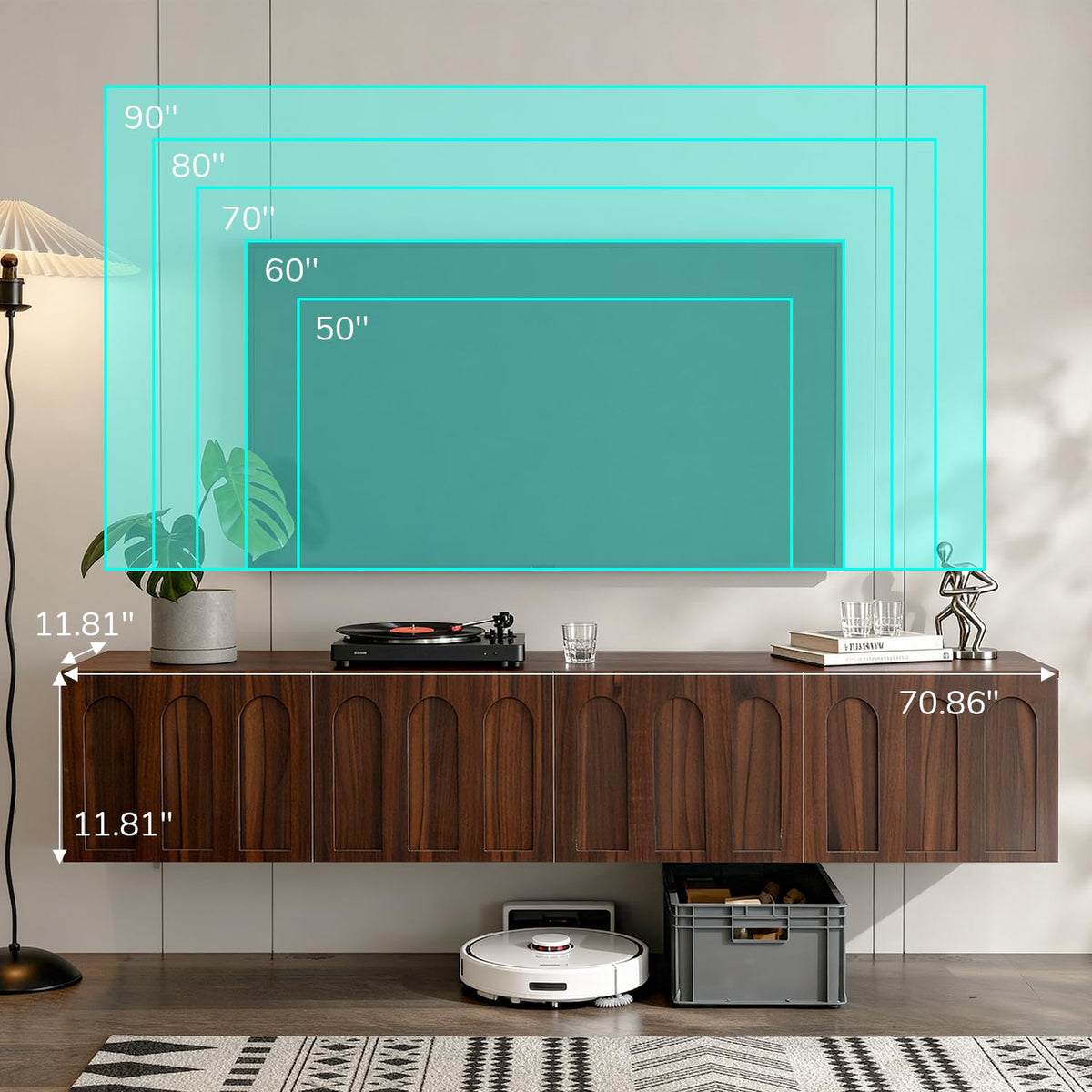 Fluted Floating TV Console