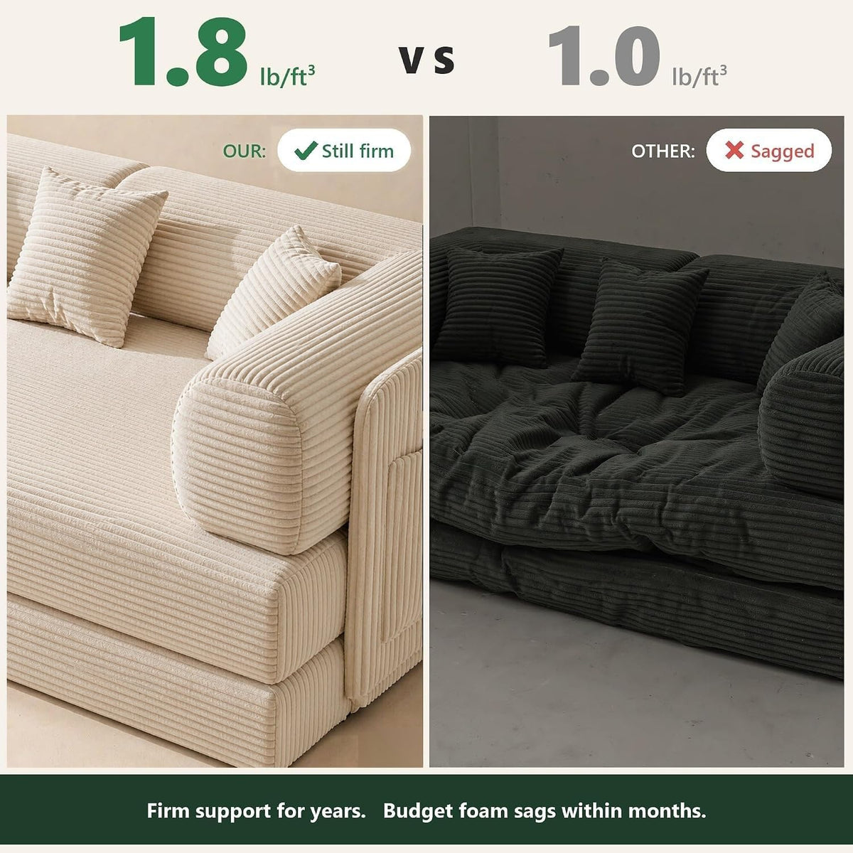 Zevi Living 80" Convertible Futon Sofa Bed, Boneless Couch for Living Room