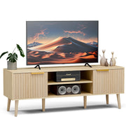 TV Stand with Fluted Door Cabinets & Open Shelves