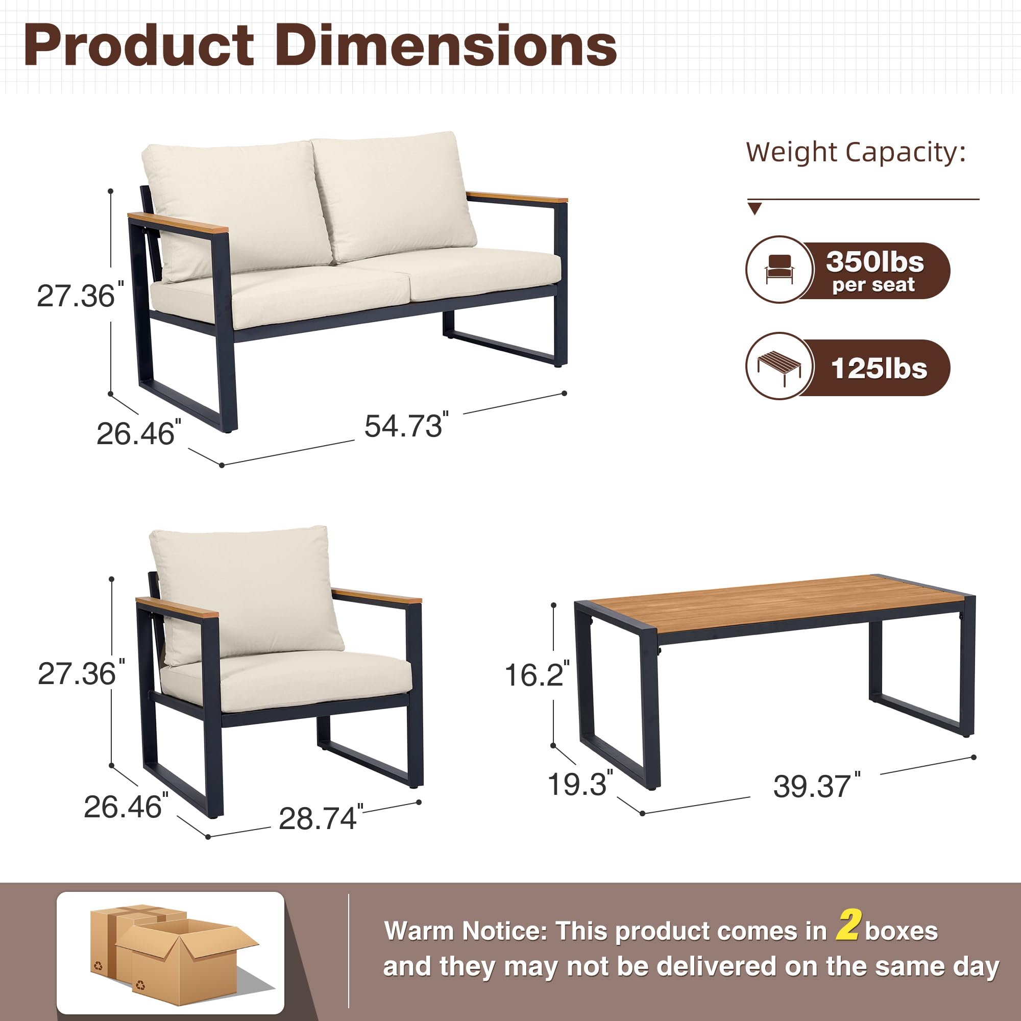 4-Piece Patio Conversation Set with Coffee Table