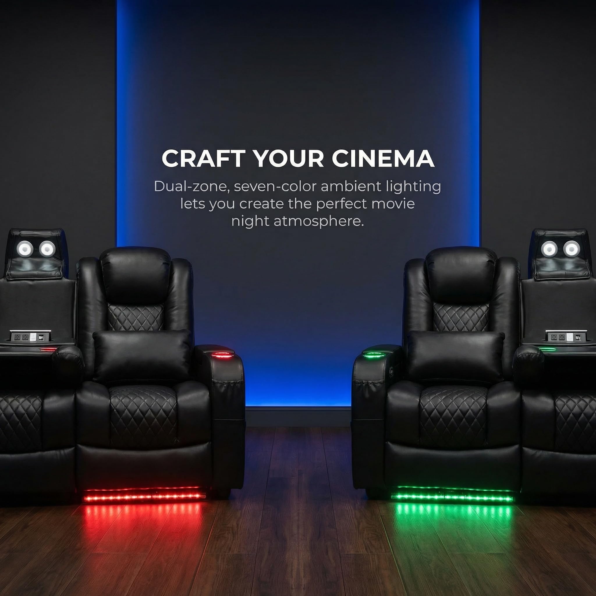 Home Theater Power Recliner Seating with LED Lighting