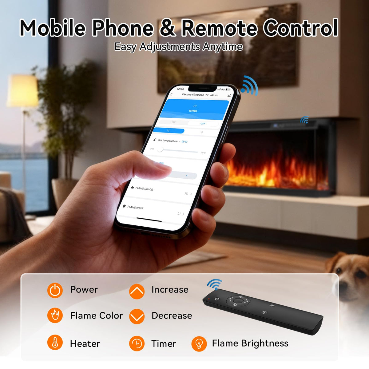 3-Sided Smart Electric Fireplace