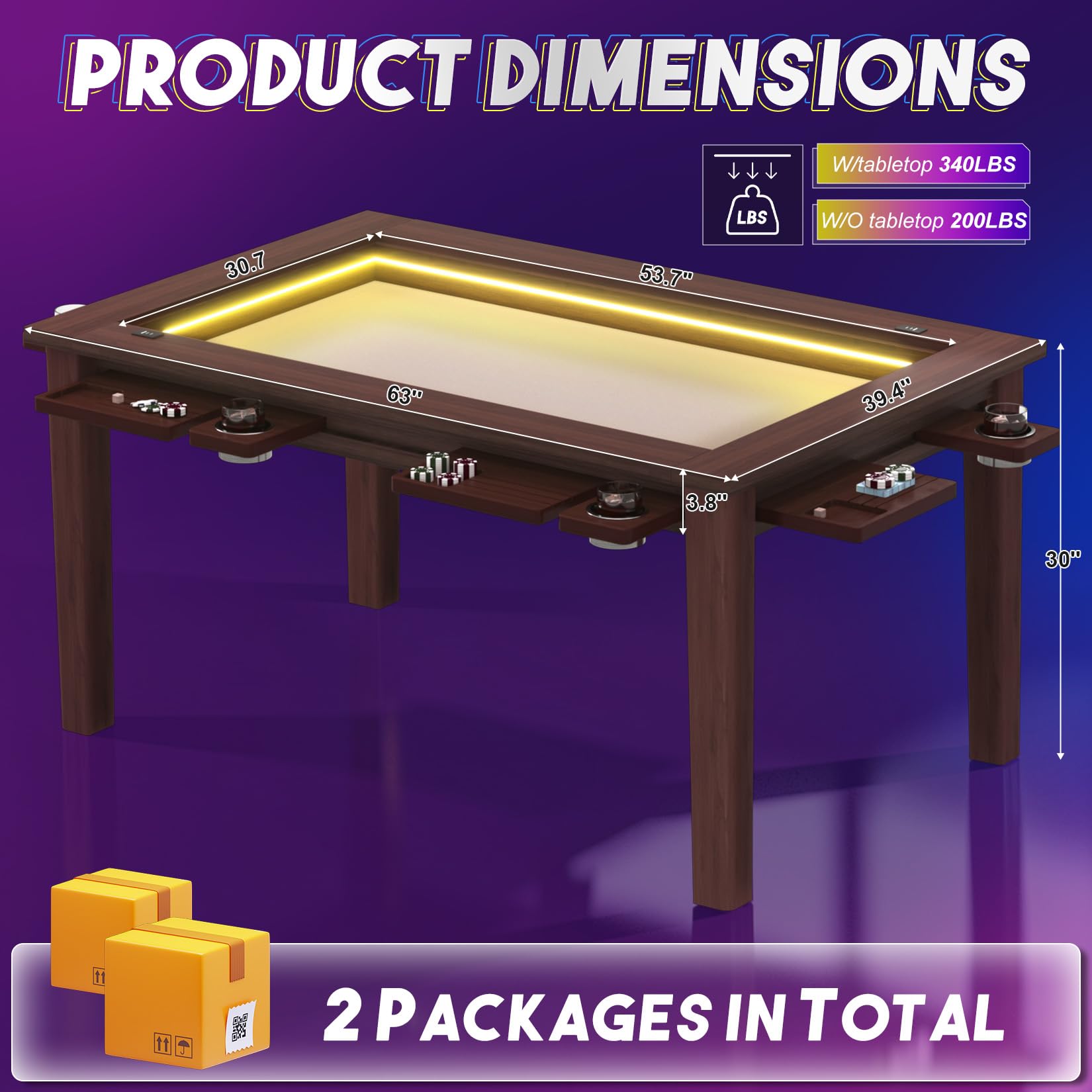 2-in-1 LED Board Game & Dining Table