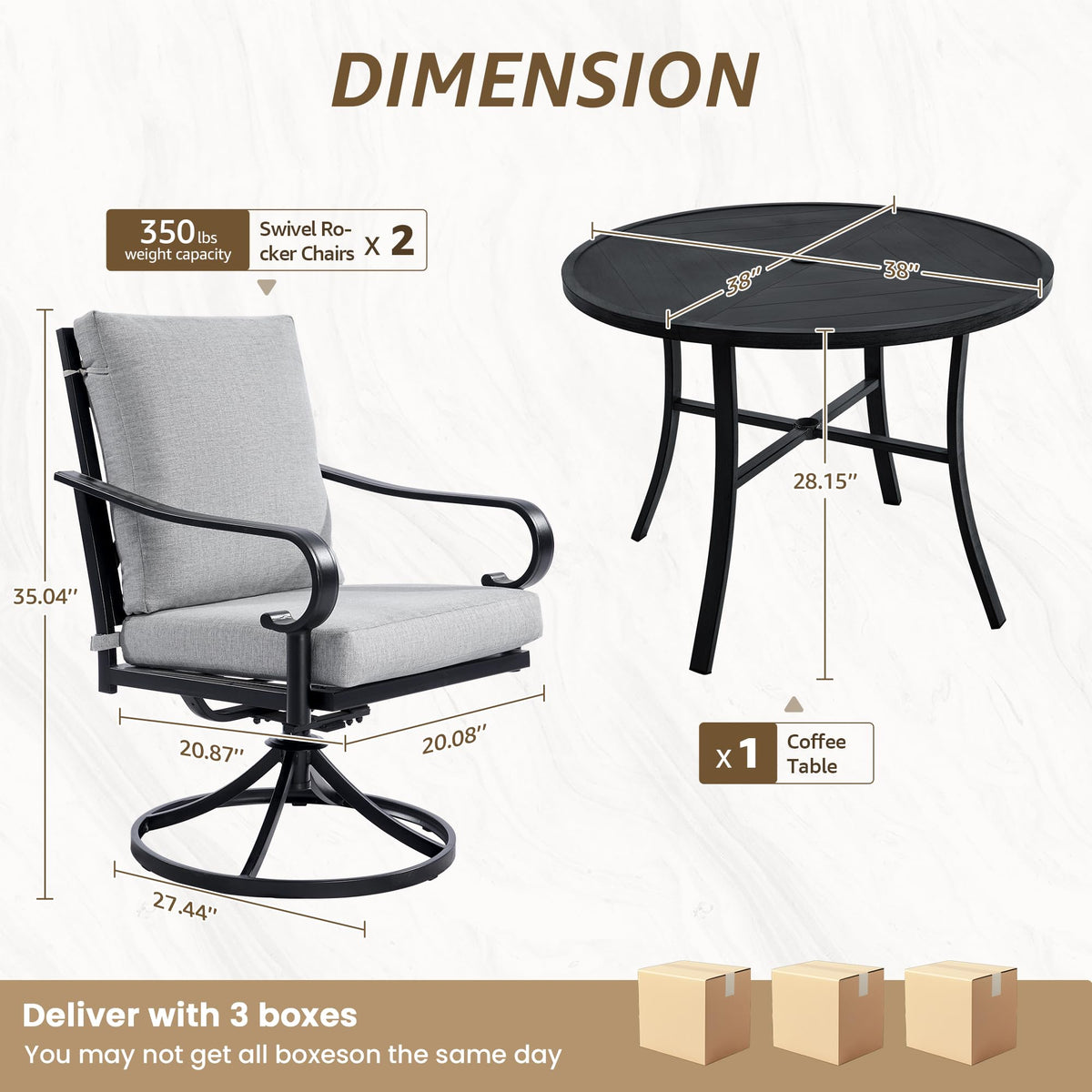NATURAL EXPRESSIONS 5-Piece Patio Dining Set, Outdoor Swivel Rocking Chairs