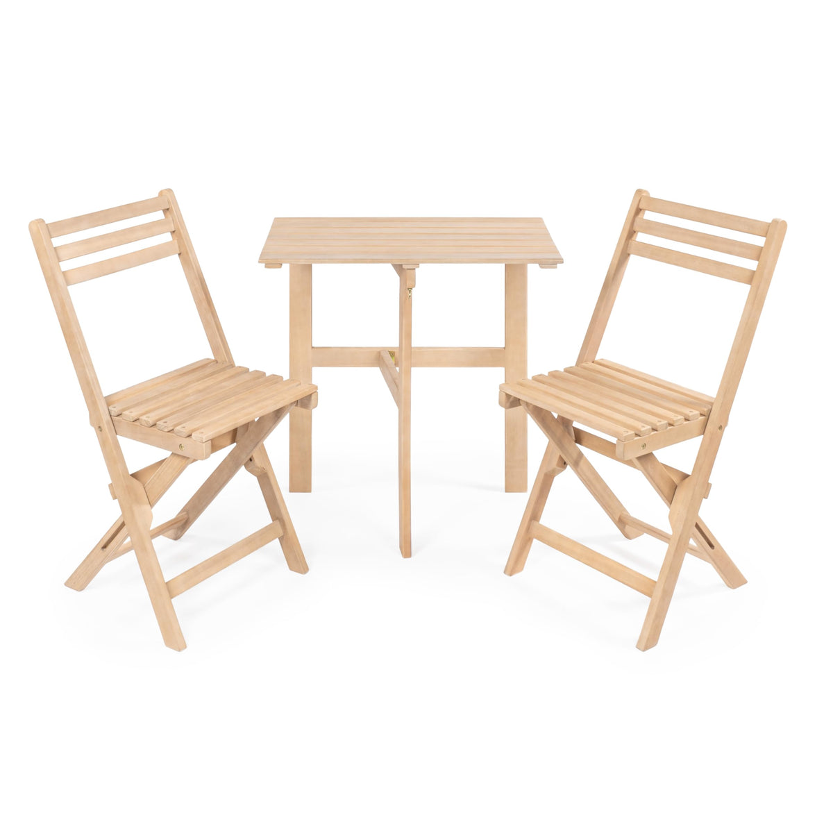 JONATHAN Y Nerja 3-Piece Acacia Wood Folding Bistro Set, Light Teak